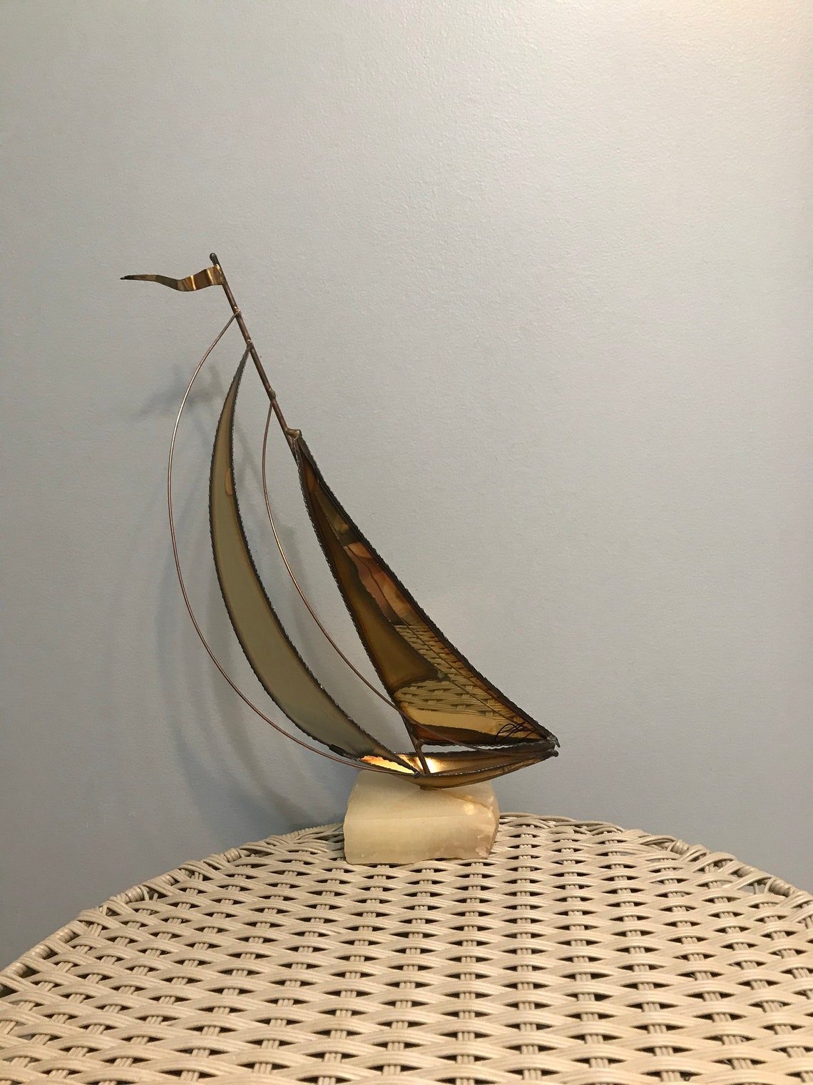 metal yacht statue