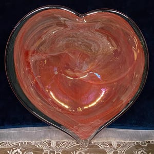 Arte Murano Large Swirl Art Glass Heart Decorative Dish Made in Italy