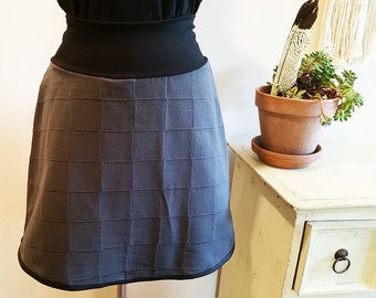 Grey Skirt. Stretch Band. Winter Skirt. Australian Made. Short Gray Mini. Pegged. Cotton Squares. Cotton Bind. Plus Size. Ready to Post,