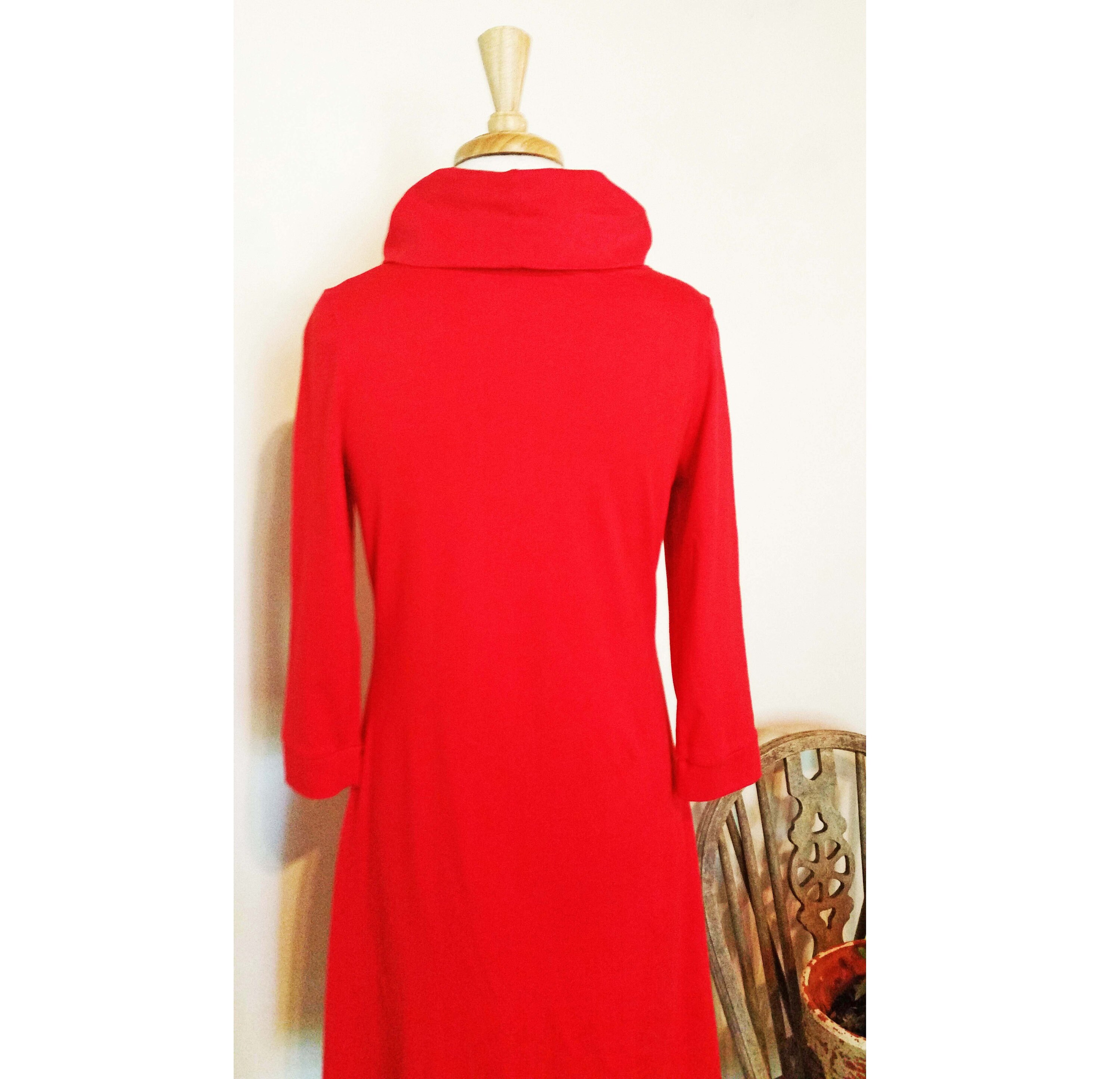 Red Jersey Dress. Cowl Neck Knit. Australian Made. Stretch | Etsy
