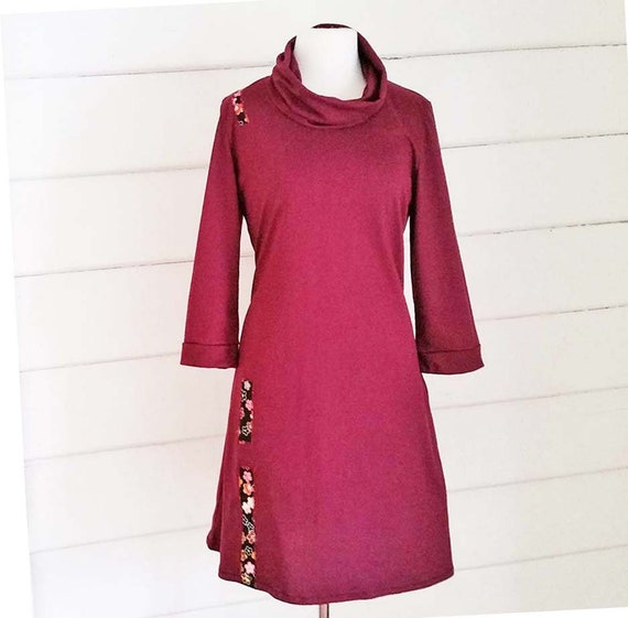 maroon jersey dress