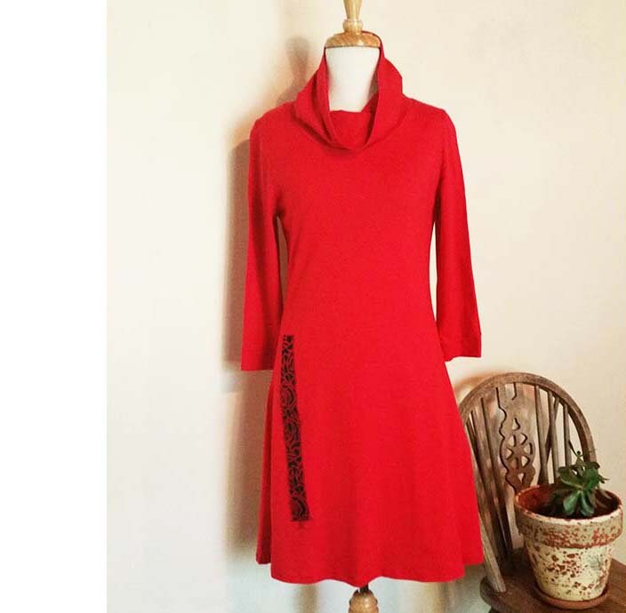 Red Jersey Dress. Cowl Neck Knit. Australian Made. Stretch | Etsy