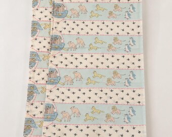 Springs Industries Vintage 90s Noahs Ark Flat Sheet Twin Pastel Babycore Nursery