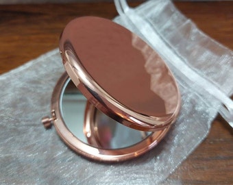 Cadeau personnalisé de demoiselle d'honneur de miroir de sac à main de miroir compact d'or rose,