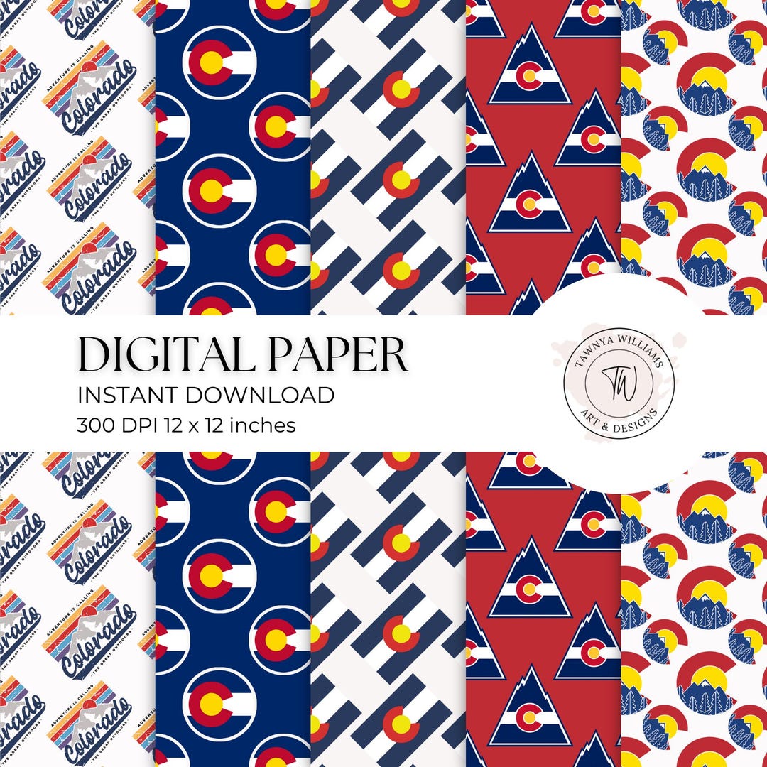 Colorado Seamless Pattern PNG and JPEG Files, CO, Rocky Mountains ...