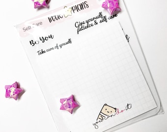 Self Care, Affirmation Planner Stickers Bundle along with limited edition Neku motivation Sticky Note