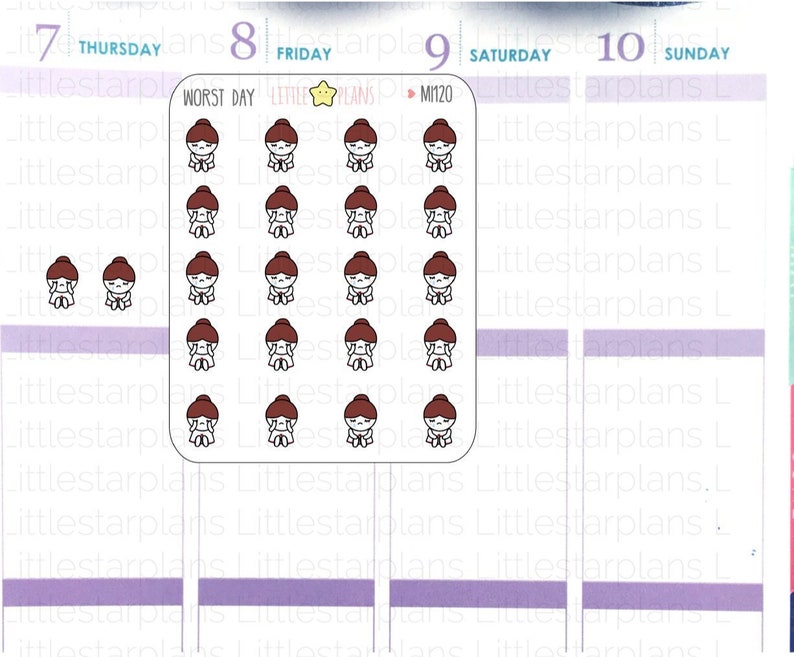 Mimi Having a Bad Day Planner Stickers MI120 image 1