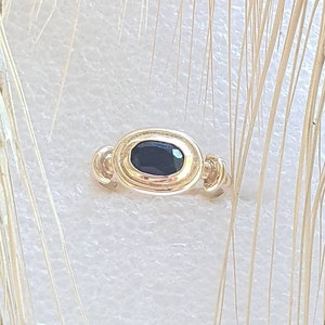 Sapphire ring-Blue Sapphire ring-Oval Sapphire and solid gold ring-oval shaped Sapphire bezel set in 10 carat yellow gold