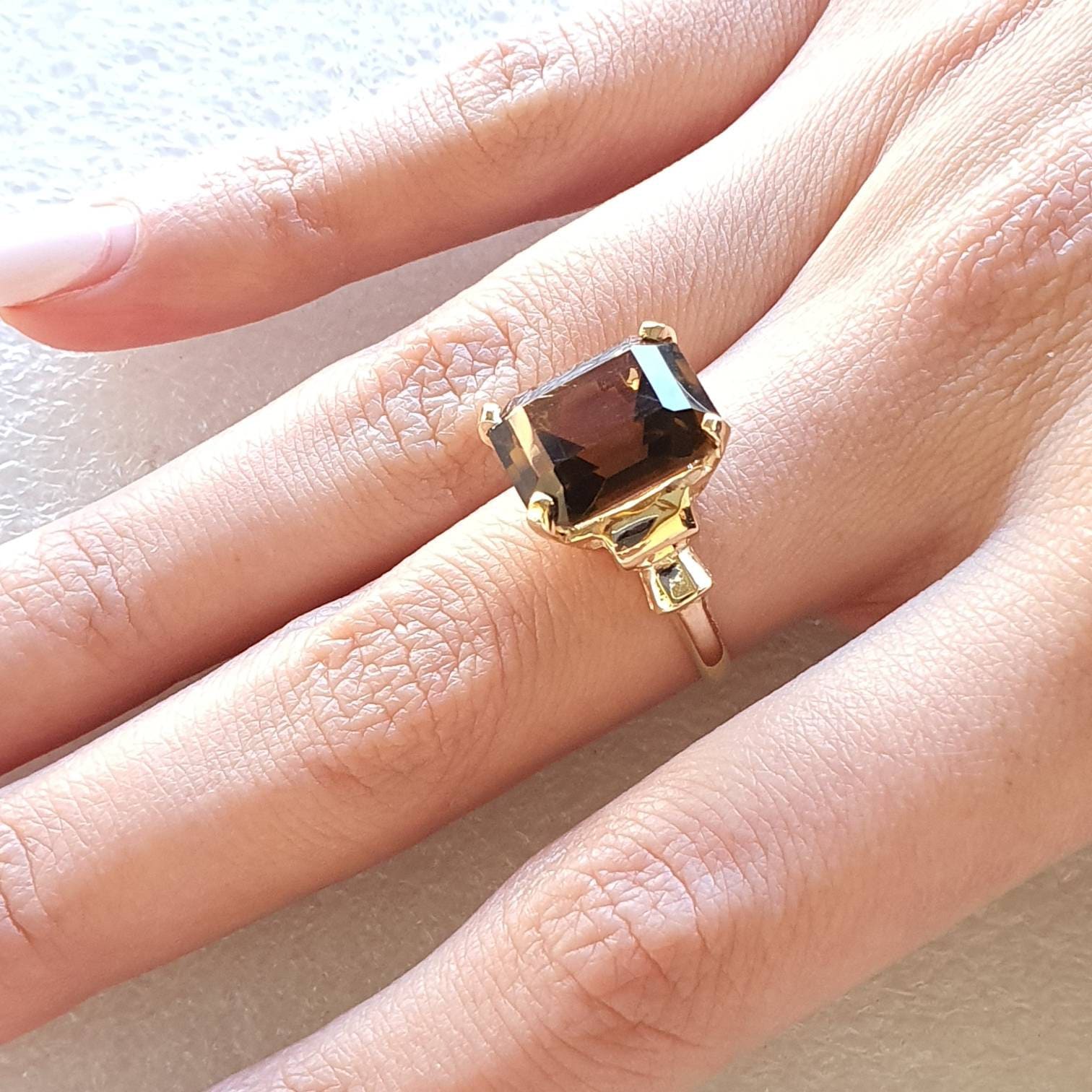 Smoky Quartz Ring. Large Smoky Quartz Ring. Smoky Quartz