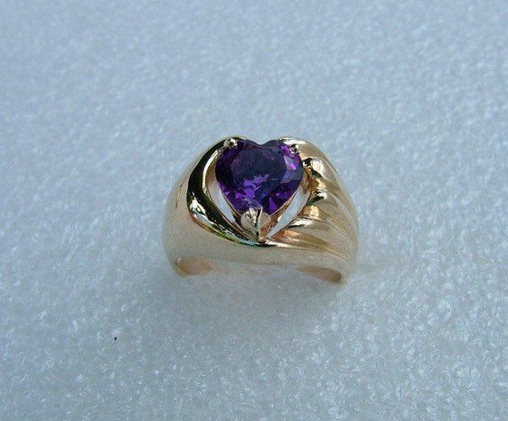 Heart Shaped Amethyst and Diamond Halo Ring in 14k Rose Gold