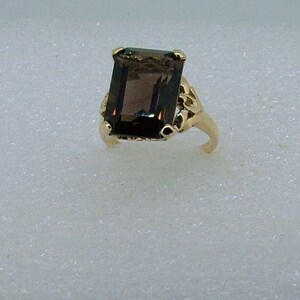Emerald Cut Smoky Quartz Ring, 9ct Yellow Gold image 3