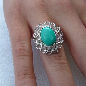 Turquoise and Silver Ring-Cabochon Turquoise ring-Turquoise ring image 2