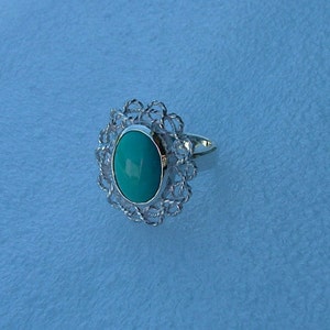 Turquoise and Silver Ring-Cabochon Turquoise ring-Turquoise ring image 1