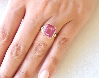 Handmade 10k Yellow Gold Pink Topaz Ring, Size 5 1/2