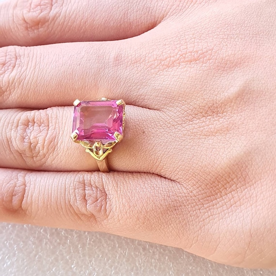 Pink topaz ring yellow gold discount