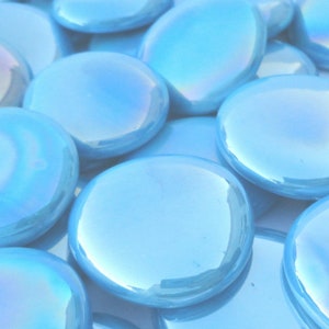 10 lbs Large Sky Blue Glass Gems 35-45 mm Approx 1.5 inch Opaque Iridescent Mosaic Quality Please See Notes