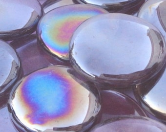 10 lbs Jumbo Amethyst Glass Gems 43-48 mm Approx 1.7 inch Clear Iridescent Mosaic Quality