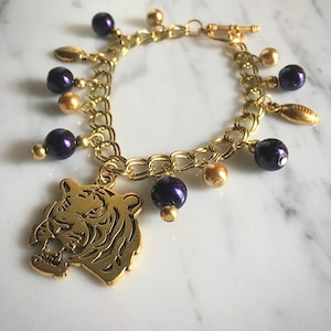 Pulsera de oro de oro de la cabeza de tigre de fútbol