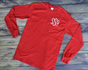 SALE!! Monogrammed Long Sleeve Shirt - Monogram Shirt - Monogram T-shirt - Monogram Tshirt Personalized Shirt Monogram Tee Monogrammed Tee