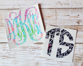 Lilly Pulitzer Inspired Monogram Decal, Lilly Inspired Monogram Decal, Yeti Decal, RTIC Decal, Lilly Monogram, Monogrammed Decal