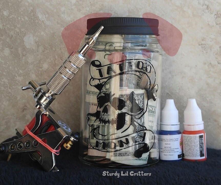 Skull Tattoo Fund Mason Jar Piggy Bank Free US SHIPPING Etsy