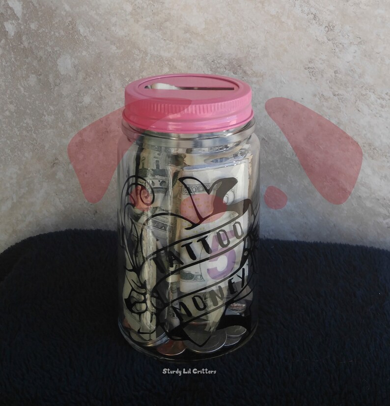 Tattoo Fund Money Vintage Heart Mason Jar Piggy Bank with Free Etsy