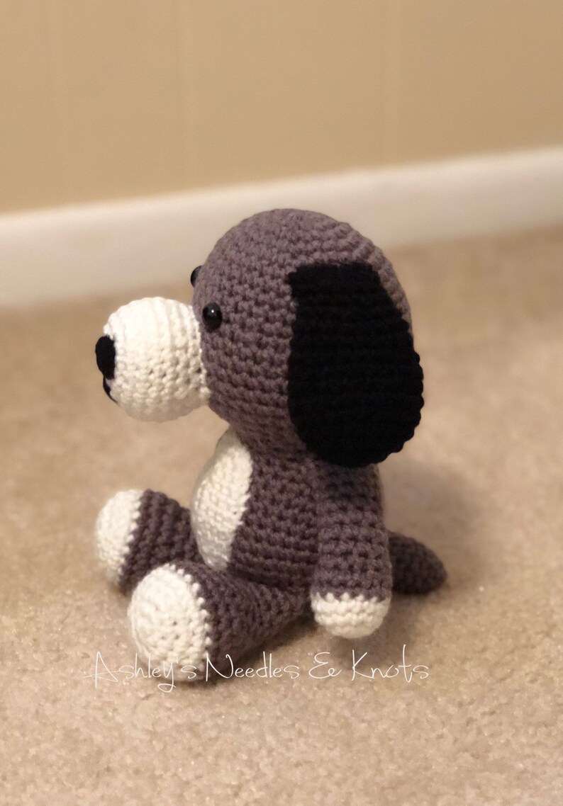 Stuff animal Crochet Toy Dog Gray Plush Dog