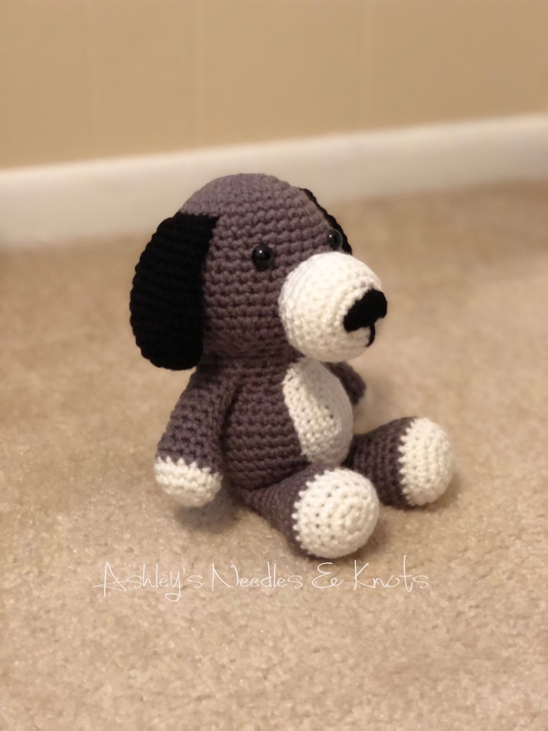 Stuff animal Crochet Toy Dog Gray Plush Dog