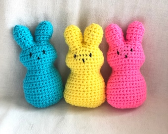 Set of 3 Crochet Peep Bunnies, crochet bunny, Easter Bunnies, Easter Peeps