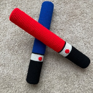 Crocheted lightsaber toy, imaginative play