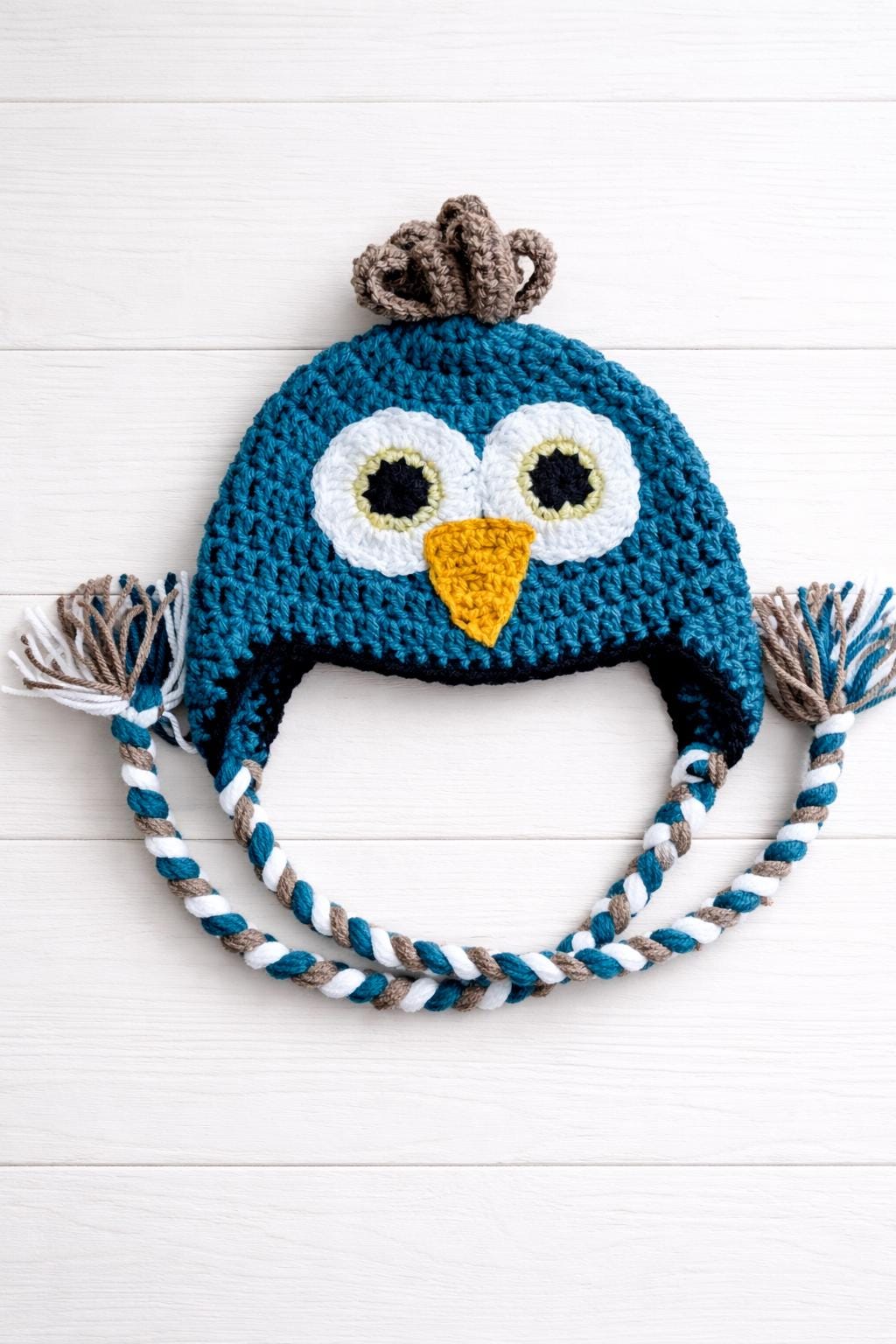 Owl Crochet Hat | Teal & Brown Winter Hat | Coastal Carolina-Inspired | Handmade Earflap Hat | K