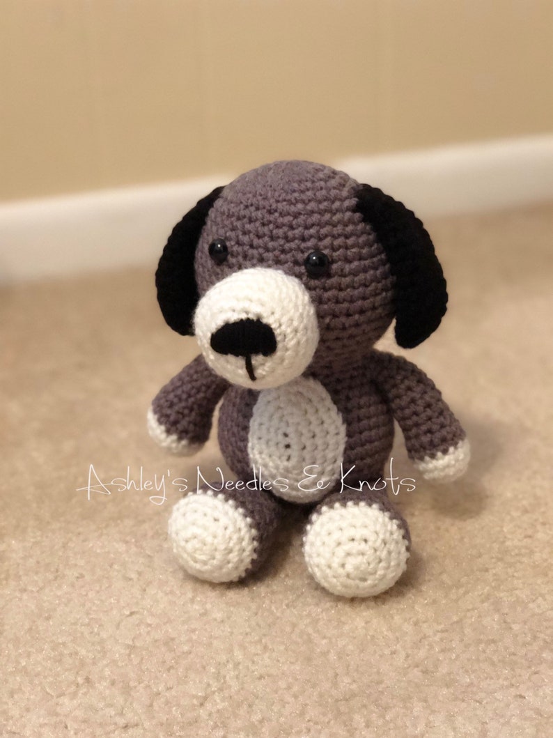 Stuff animal Crochet Toy Dog Gray Plush Dog