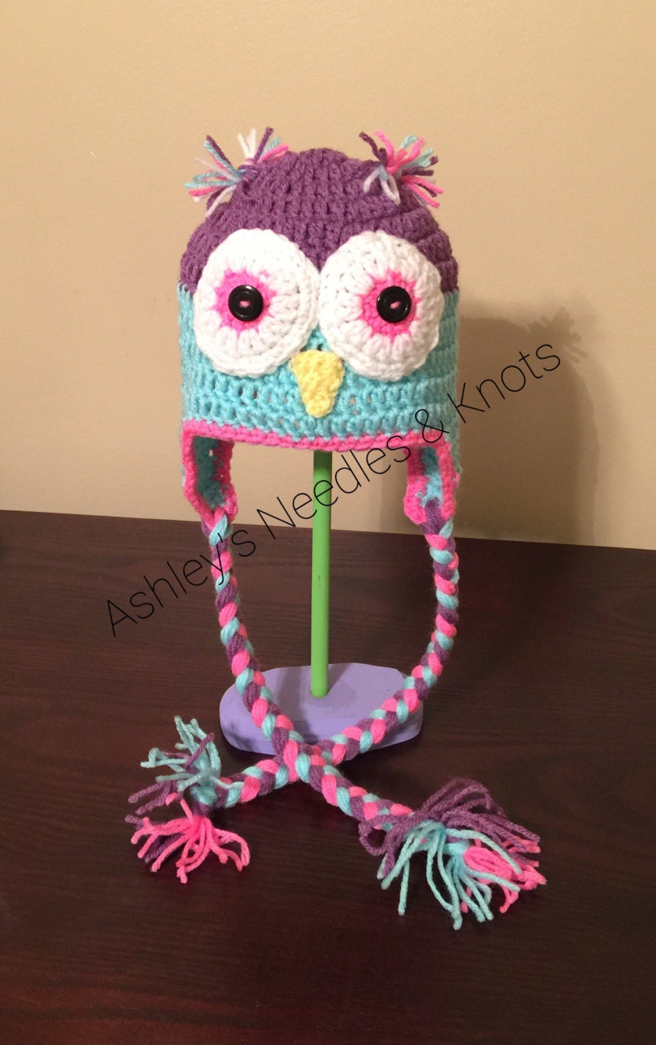 Crochet Owl Hat: Colorful Winter Beanie with Ear Flaps