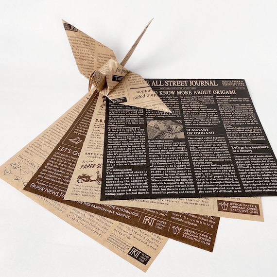 Origami Paper Sheets Newspaper Design Kraft Paper 36 Sheets for Paper Craft  and Scrapbooking 