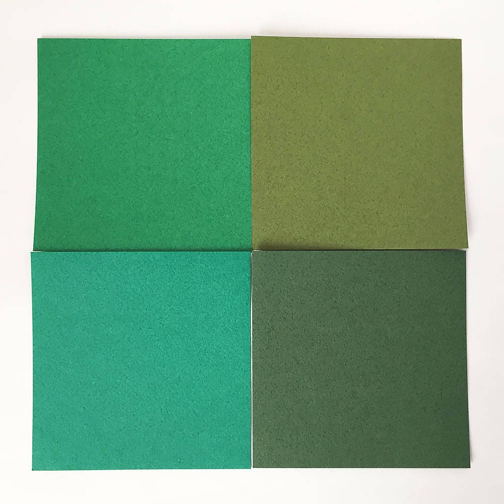 Origami Paper Sheets 3 Green Shades Tant Paper 96 Etsy