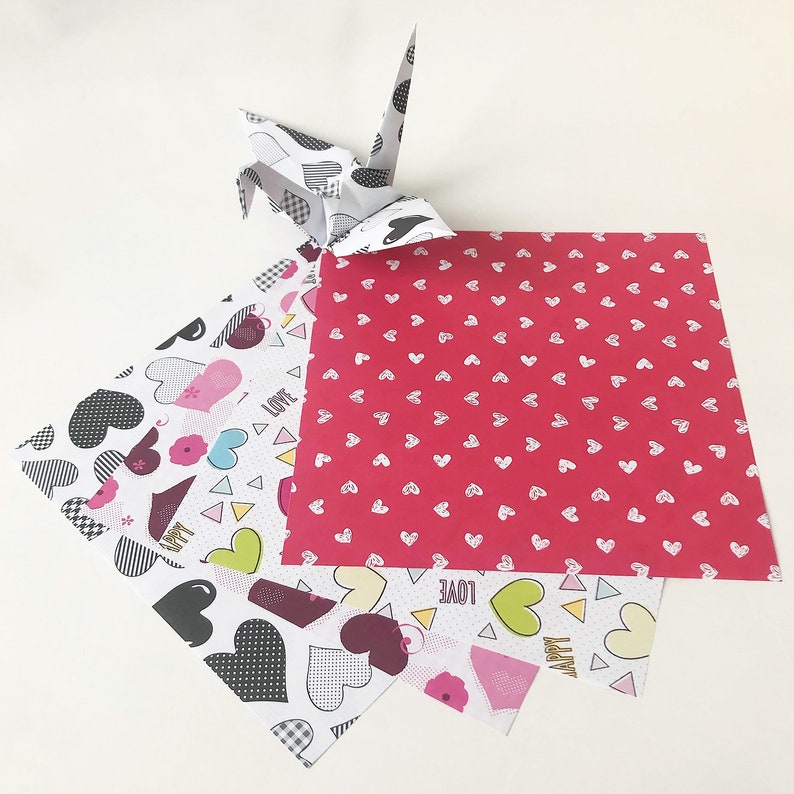 Origami Paper Sheets Double Sided Heart Collection Design 60 Sheets