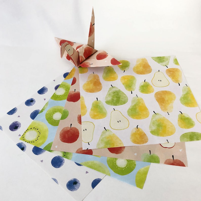 Origami Paper Sheets Double Sided Fruits Pattern 80 Sheets