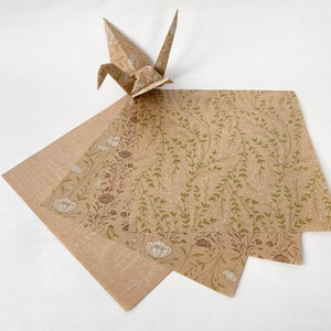 Origami Paper Sheets - Kraft Paper Floral Pattern - 28 Sheets for Paper Craft, Scrapbooking