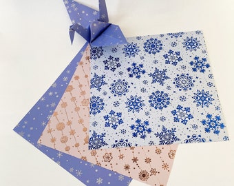 Origami Paper Sheets - Snowflakes Design - 9 Sheets for Paper Craft, Scrapbooking