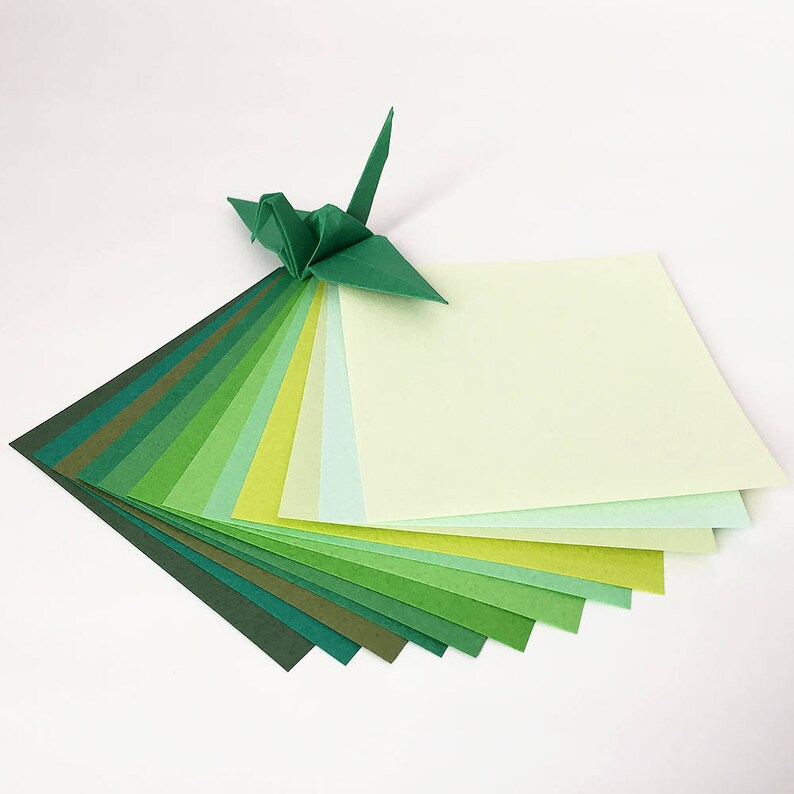 Origami Paper Sheets 3 Green Shades Tant Paper 96 Etsy