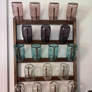 Jar Rack Model Handmade Wood Mason Jar Rack: Wall Mounted Kitchen Storage - Etsy