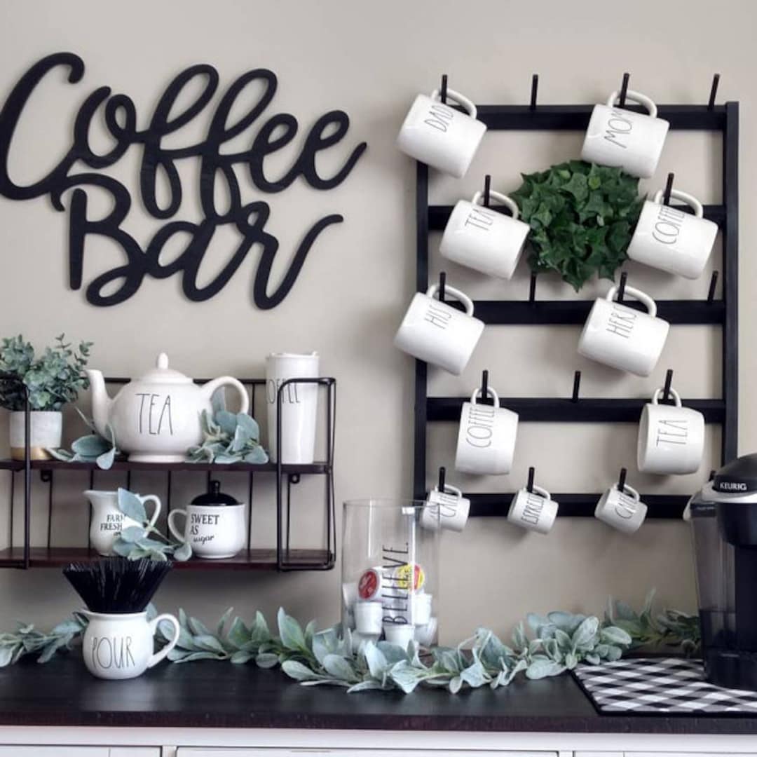 Small Wood Mug Rack Mug Collection Display for Starbucks You Are Here and Rae Dunn Wall Mounted Mug Rack Kitchen Organizer Etsy