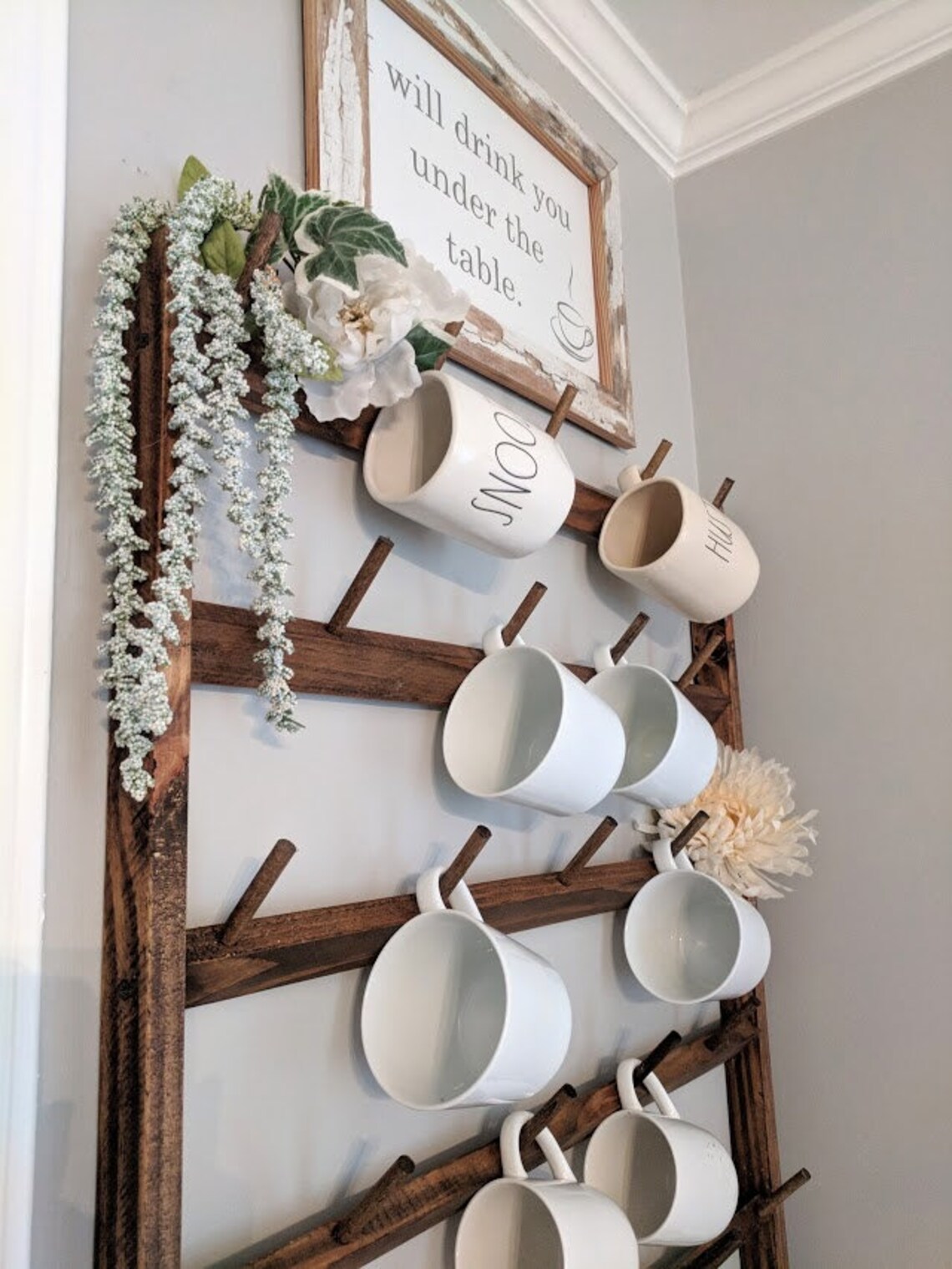 Small Mug Racks. Custom mug racks Wood Wall Rack Coffee bar Etsy
