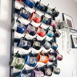 Mug Rack Design Wood Coffee Mug Rack: Handmade Kitchen Organizer, Holds 27 Mugs or ...