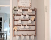 Wood Mug Rack for Wall, Mug Collection display, Kitchen Organizer, Kitchen Storage Solution, Housewarming gift, custom option, teacup