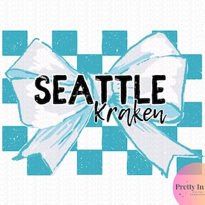 Distressed Checker Bow Seattle Hockey Sea Blue PNG File | Digital Download | Sublimation File