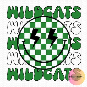 Wildcats Checkered Green PNG File | Sublimation Design | Team Name PNG