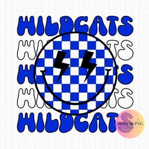 Wildcats Checkered Blue PNG File | Sublimation Design | Team Name PNG