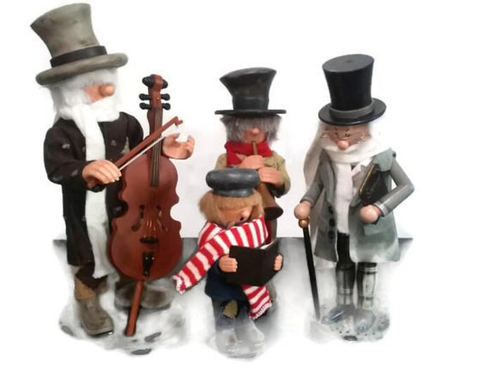 Musical Holiday Carolers With Scrooge Nutcrackers Great for Mantel