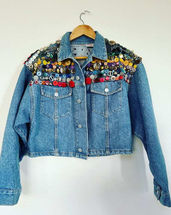 Vintage BONGO 80s Denim Jacket embellished button… - image 1